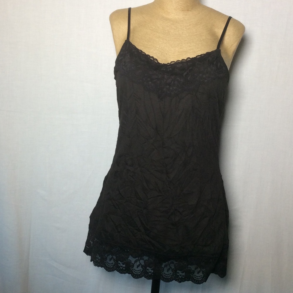 Maurices Black Crinkle Lace Cami